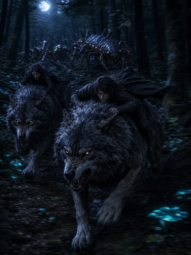 Magický vlk z okolia akadémie Prixiam — stvorenie z knihy Peter Viken a Harlekýn